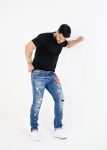 Jeans OiO Strong Blue With Paint & Stones Model 9084