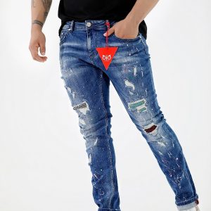 Jeans OiO Strong Blue With Paint & Stones Model 9084